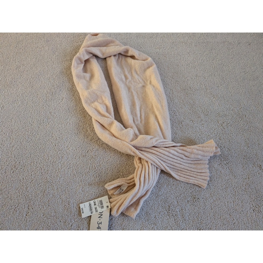 On 34th Beige Ribbed Scarf NWT MC9542304 Oat One Size